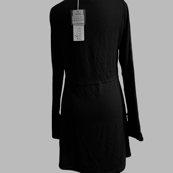 Oh Polly Black Long Sleeve Dress with Slit - Picture 5 of 7
